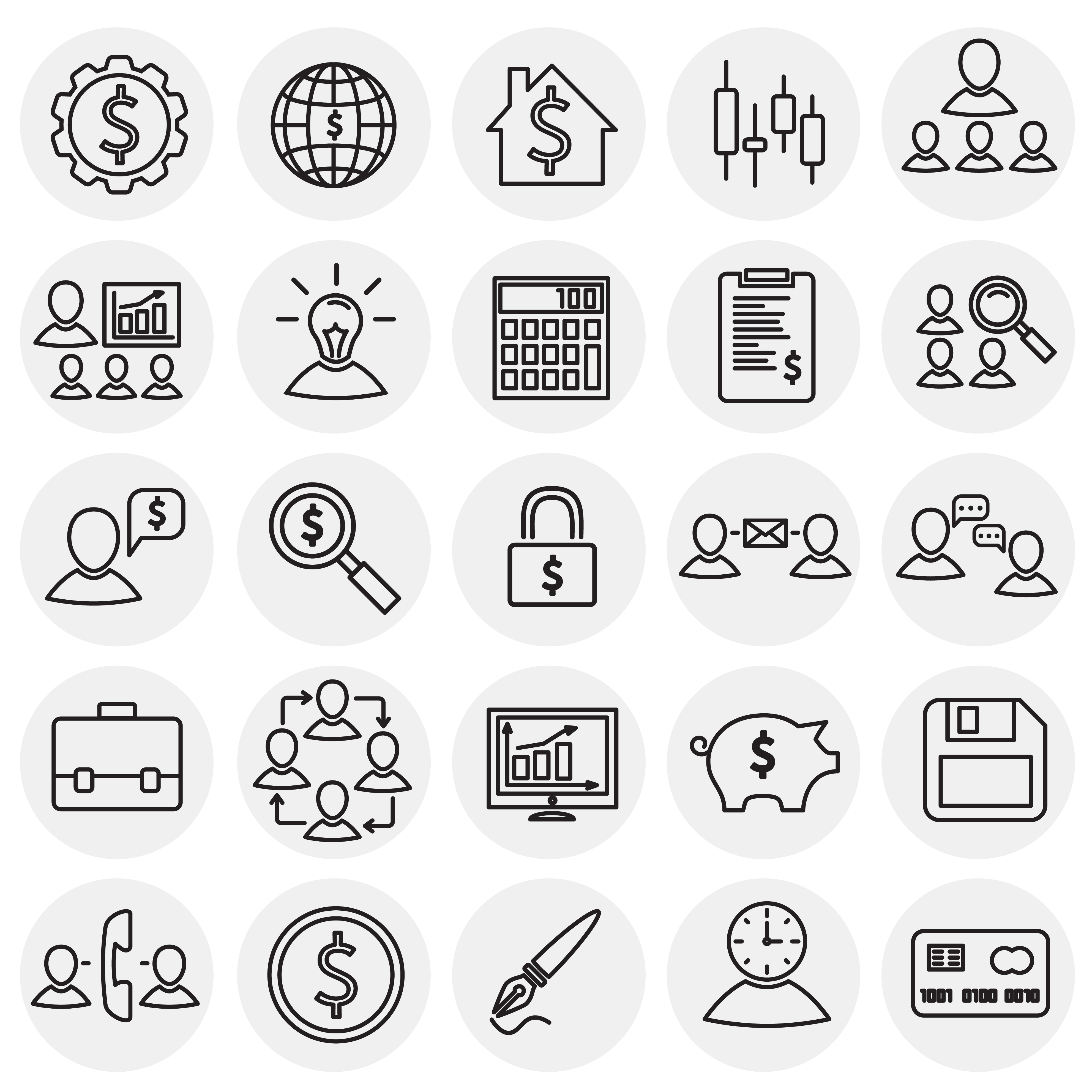 Business thin line icons set on circles white background.jpg